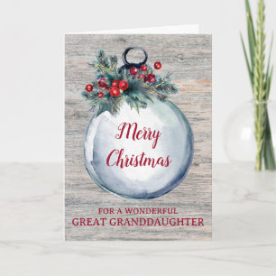 Rustic Wood Great Grandtochter Frohe Weihnachten Karte