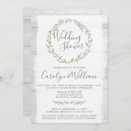 Rustic Wood Green Kranz Polterabend Einladung