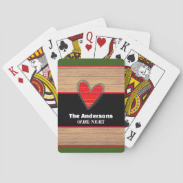 Rustic Wood Heart Familienname Spielkarten