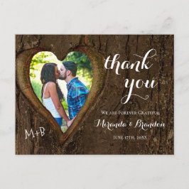 Rustic Wood Heart Foto Wedding Vielen Dank Postkarte
