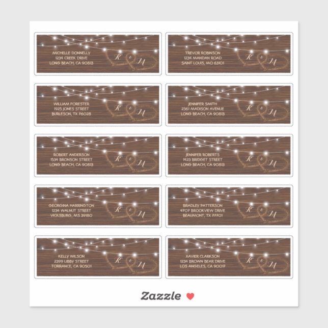 Rustic Wood Hearts Name and Address Wedding Label (Blatt)