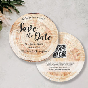 Rustic Wood Hochzeit mit QR-Code Hochzeitswebsite Einladung