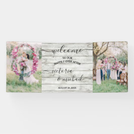 Rustic Wood Hochzeitsbild Foto Willkommen Banner