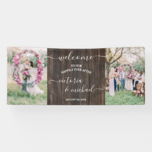 Rustic Wood Hochzeitsbild Foto Willkommen Banner