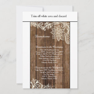 Rustic Wood Lace 3,5x6 Hochzeitswegweiser Karte