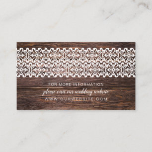 Rustic Wood + Lace Hochzeit Website info card Begleitkarte