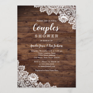 Rustic Wood Lace Paares Polterabend Einladung