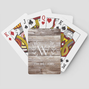 Rustic Wood Laurel Custom Mit Monogramm Playing Ca Spielkarten