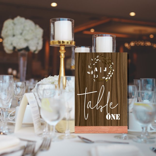 Rustic Wood Leaf Wreath Wedding Tischnummer (Von Creator hochgeladen)