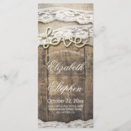 Rustic Wood Liebe Rope Burlap Lace Wedding Program Programm