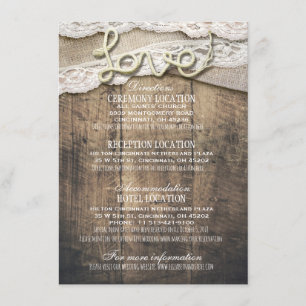 Rustic Wood Liebe Rope Wedding Informationen Begleitkarte