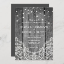 Rustic Wood Light Lace B&W Wedding