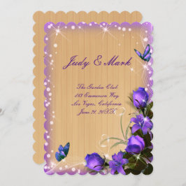 Rustic Wood Lila Floral Wedding Card Einladung
