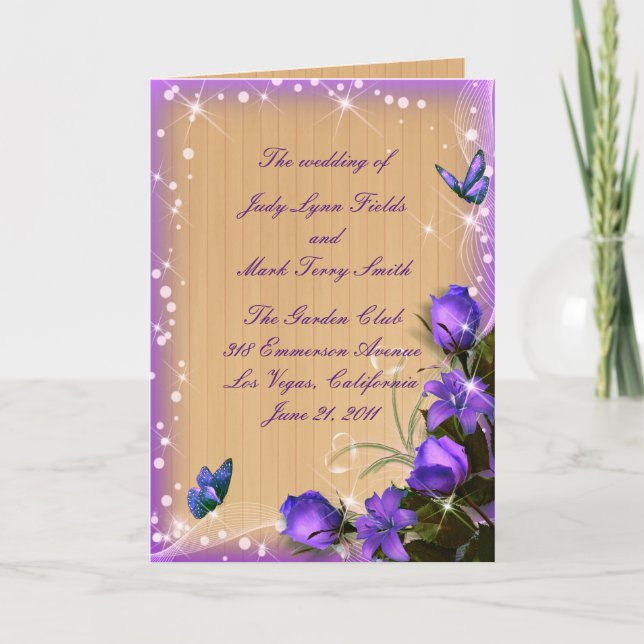 Rustic Wood Lila Floral Wedding Card Karte (Vorderseite)
