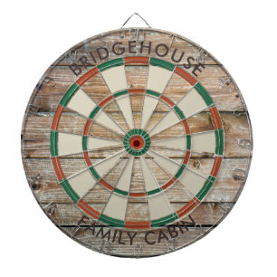 Rustic Wood Look Family Games Room Custom Dartscheibe