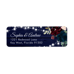 Rustic Wood Marsala & Navy Blue Flowers Adresse