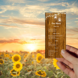 Rustic Wood Mason Jar Hanging Lights Dinner Menükarte