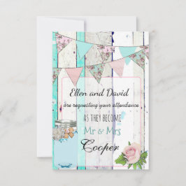 Rustic Wood Mason Jar Shabby Wedding Einladung