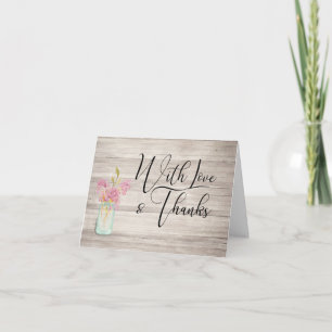 Rustic Wood Mason Jar Vielen Dank Script Note Card Dankeskarte