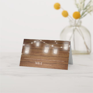 Rustic Wood Mason Jar Wedding Platzkarte