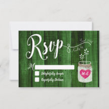 Rustic Wood Mason Jar Wedding RSVP