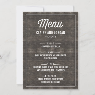 Rustic Wood Menu Card RWC Einladung