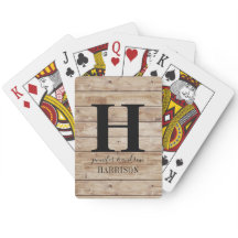 Rustic Wood Monogram Bicycle Playing Cards