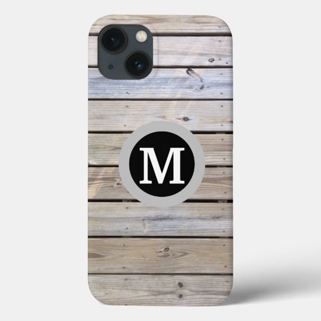 Rustic Wood Monogram Case-Mate iPhone Hülle (Rückseite)