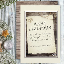 Rustic Wood Old Paper Script Frohe Weihnachten