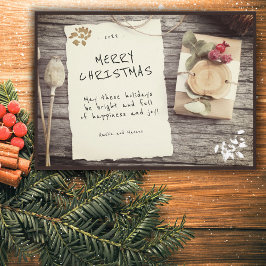 Rustic Wood Old Paper Script Frohe Weihnachten