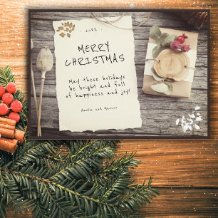 Rustic Wood Old Paper Script Frohe Weihnachten