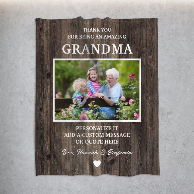 Rustic Wood Oma Vielen Dank Personalisiert Fleecedecke (Rustic Wood Grandma Thank You Personalized Fleece Blanket
)