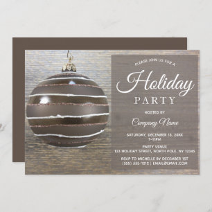Rustic Wood Ornament Corporate Holiday Party Einladung