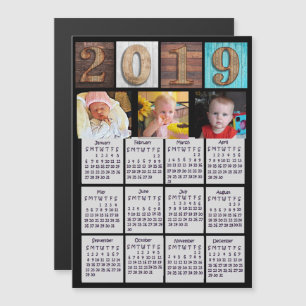 Rustic Wood Personalisiert Foto 2019 Kalender Magneteinladung