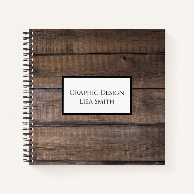 Rustic Wood Personalisiert Notebook Notizbuch (Vorderseite)
