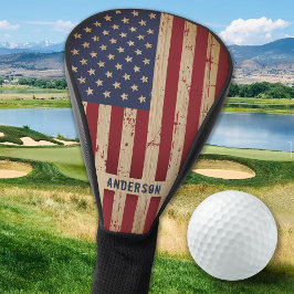 Rustic Wood Personalisiert Patriotic American Flag Golf Headcover