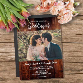 Rustic wood photo country wedding magnetic card magnetkarte