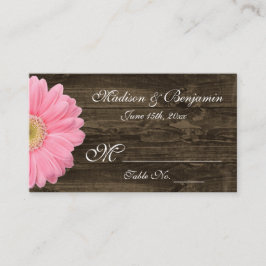 Rustic Wood Pink Gerber Daisy Wedding Platzkarten
