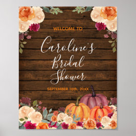 Rustic Wood Pumpkin Bridal Baby Dusche Willkommen  Poster