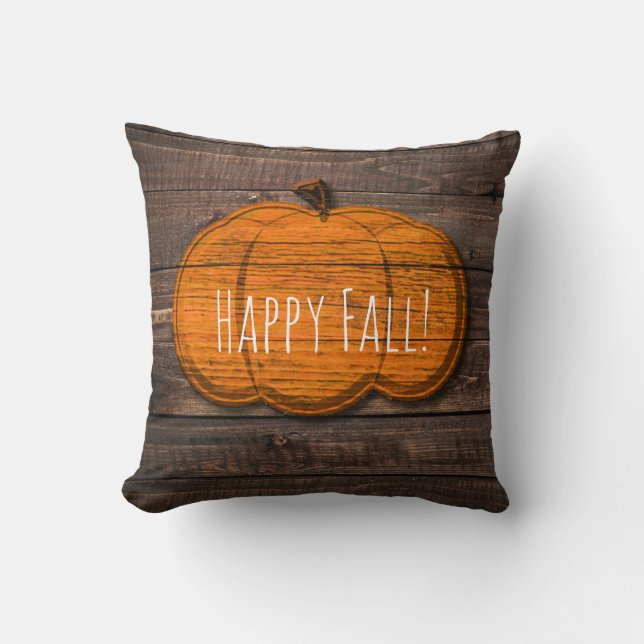 Rustic Wood Pumpkin Halloween Herbst Wohngestaltun Kissen (Vorderseite)