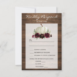 Rustic Wood Pumpkin Wedding RSVP Card Einladung