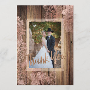 Rustic Wood Rose Lace Wedding Foto Vielen Dank Dankeskarte
