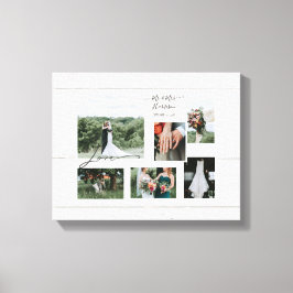 Rustic Wood Script Wedding Collage 6 Fotos Leinwanddruck