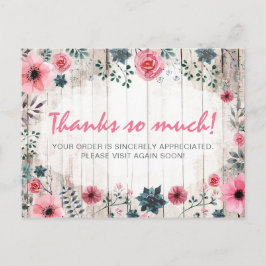 Rustic Wood Shabby Chic Rose Anemone Vielen Dank Postkarte