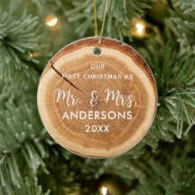 Rustic Wood Slice Erste Weihnachtsfeier Erste Verh