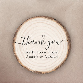 Rustic Wood Slice Wedding Thank You Runder Aufkleber