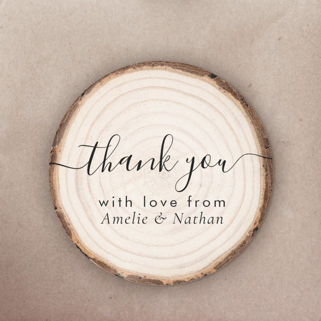 Rustic Wood Slice Wedding Thank You Runder Aufkleber (Von Creator hochgeladen)