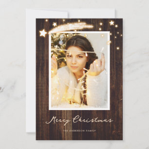 Rustic Wood Stars Foto Weihnachtskarten Feiertagskarte