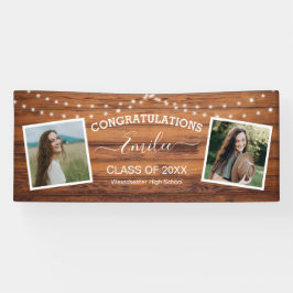 Rustic Wood String Light Foto Abschluss Banner