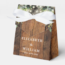 Rustic Wood String Lights Greenery Wedding Geschenkschachtel